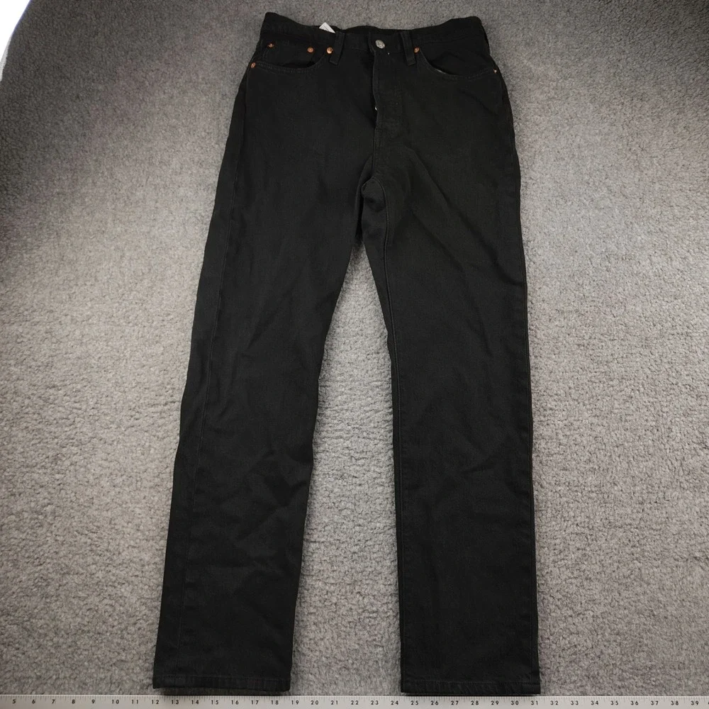 Levis Premium 501 Jeans Big E Black Straight Button Fly 28x30 Mens Stretch Rodeo